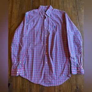 Ralph Lauren Red and Blue Plaid Button-Down Shirt Men’s Small